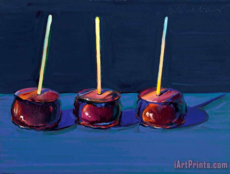 Three Candied Apples, 1999 painting - Wayne Thiebaud Three Candied Apples, 1999 Art Print