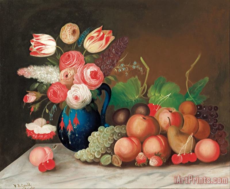 Still Life with Fruit And Flowers painting - W.b. Gould Still Life with Fruit And Flowers Art Print