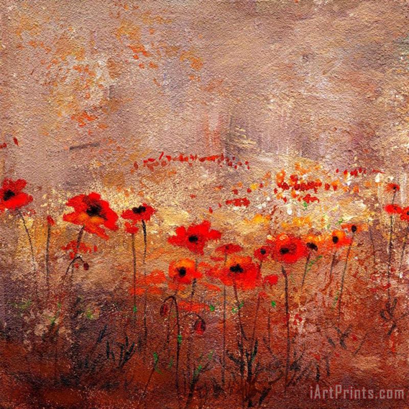 Field Poppies 3 painting - Wendy Kroeker Field Poppies 3 Art Print
