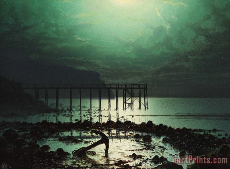 Low Tide by Moonlight painting - WHJ Boot Low Tide by Moonlight Art Print
