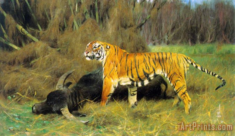Wilhelm Kuhnert A Tiger with Its Prey Art Print