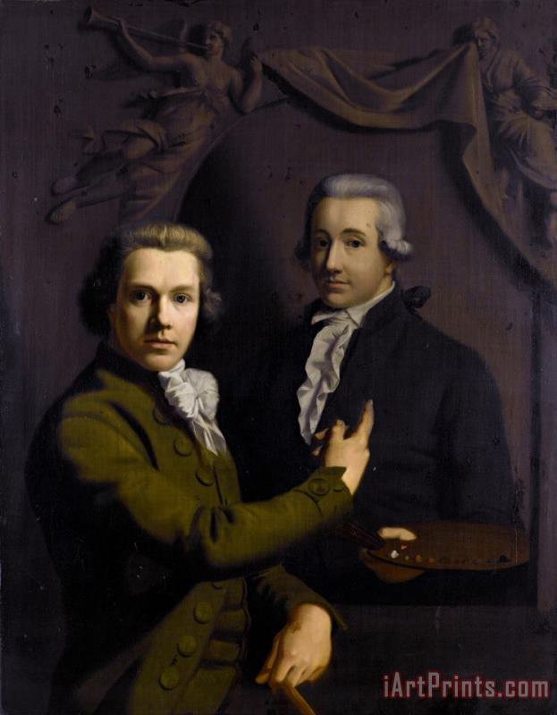 Willem Bartel van der Kooi Self Portrait Pointing to The Portrait of His Deceased Colleague Dirk Jacobs Ploegsma Art Print