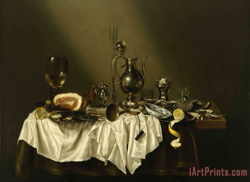 Banquet Piece with Ham painting - Willem Claesz Heda Banquet Piece with Ham Art Print