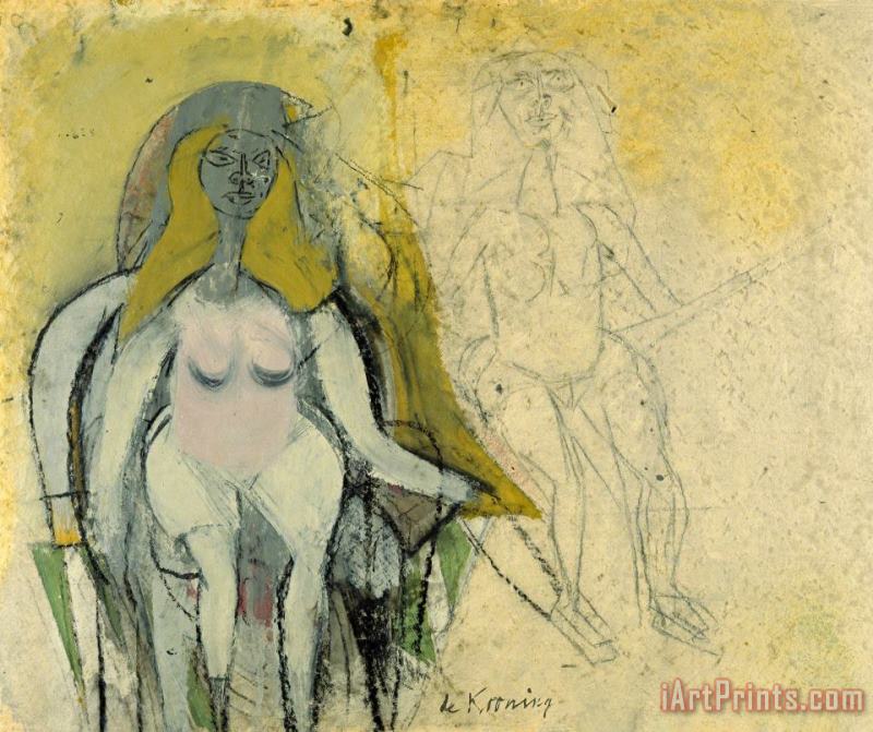 Willem De Kooning Seated Woman, 1950 Art Painting