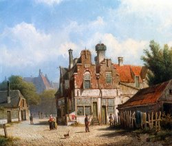 Willem Koekkoek A Dutch Town Scene painting