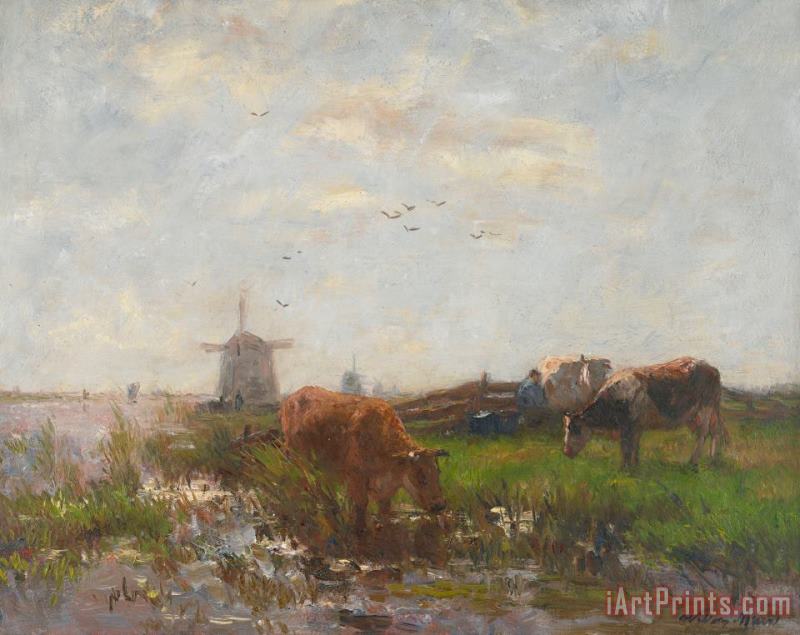 Willem Maris Cattle Grazing Art Print