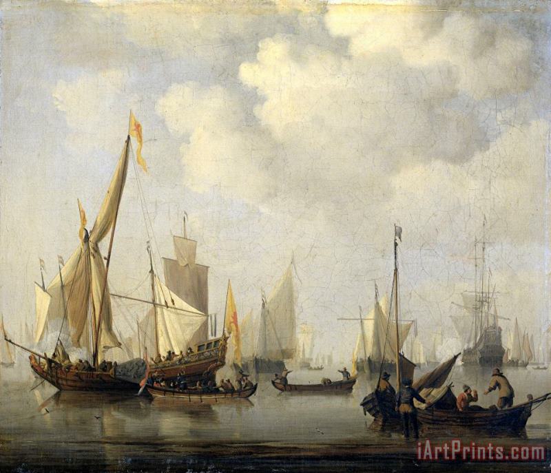 Willem van de Velde A Calm at Sea Art Painting