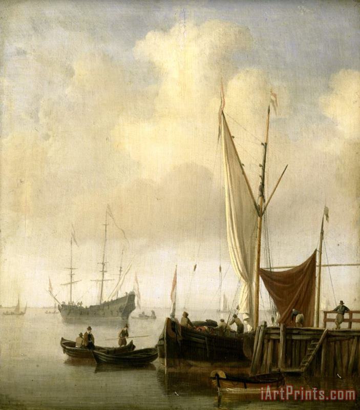 Willem van de Velde A Harbor Art Painting