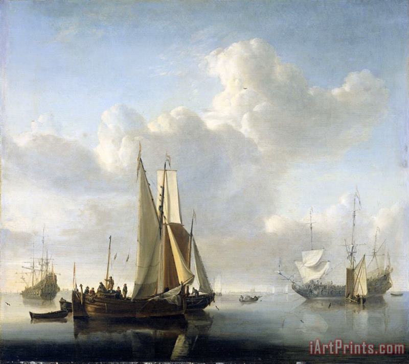 Ships Near The Coast painting - Willem van de Velde Ships Near The Coast Art Print