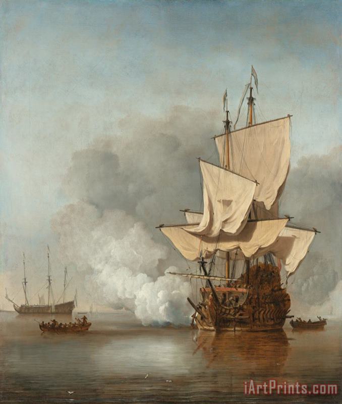 Willem van de Velde The Cannon Shot Art Painting