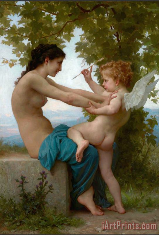 William Adolphe Bouguereau A Young Girl Defending Herself Against Eros Art Print
