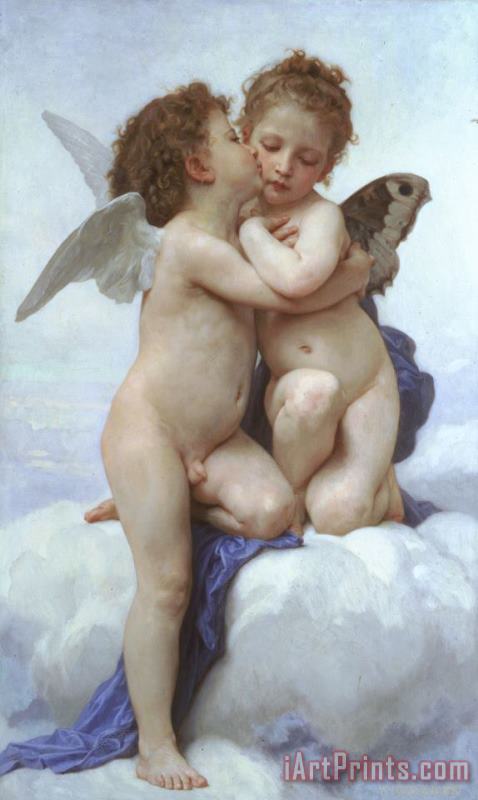 William Adolphe Bouguereau Cupid And Psyche As Children Art Print