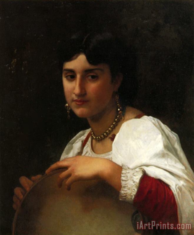 Italian Girl with Tambourine painting - William Adolphe Bouguereau Italian Girl with Tambourine Art Print