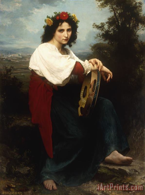 Italian Woman With A Tambourine painting - William Adolphe Bouguereau Italian Woman With A Tambourine Art Print