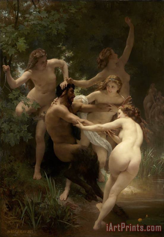 Nymphs And Satyr painting - William Adolphe Bouguereau Nymphs And Satyr Art Print
