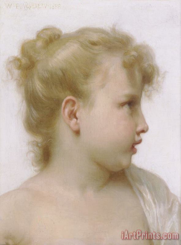 William Adolphe Bouguereau Study Head of a Little Girl Art Print