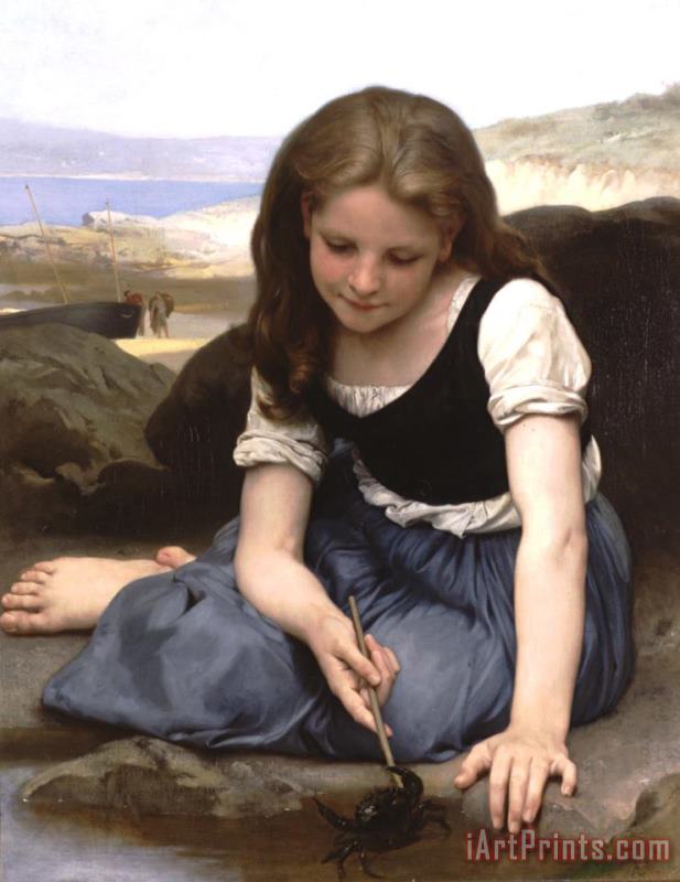 The Crab painting - William Adolphe Bouguereau The Crab Art Print