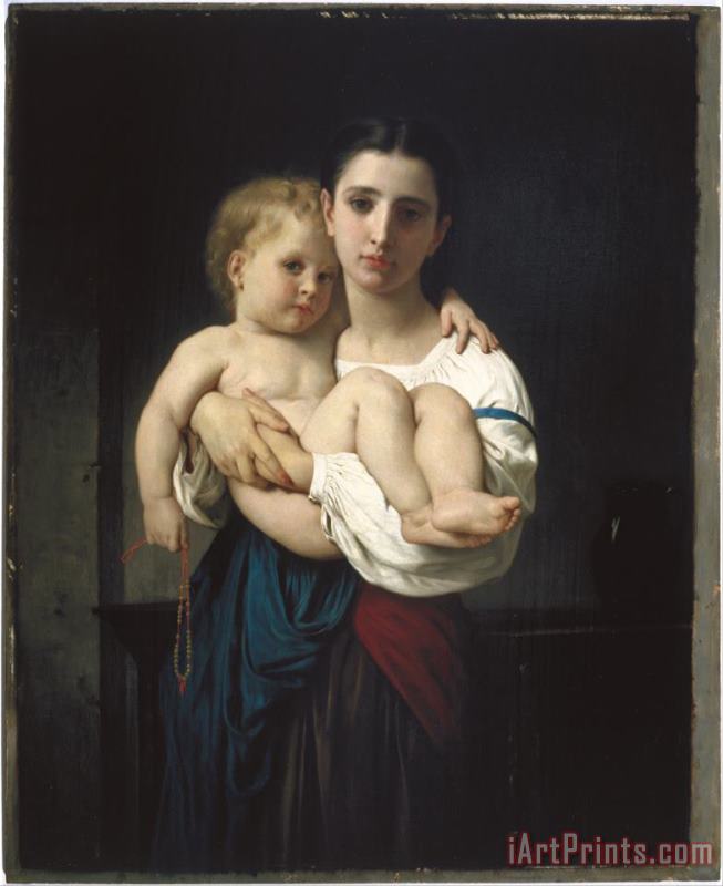 The Elder Sister, Reduction painting - William Adolphe Bouguereau The Elder Sister, Reduction Art Print