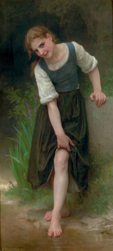 The Ford painting - William Adolphe Bouguereau The Ford Art Print