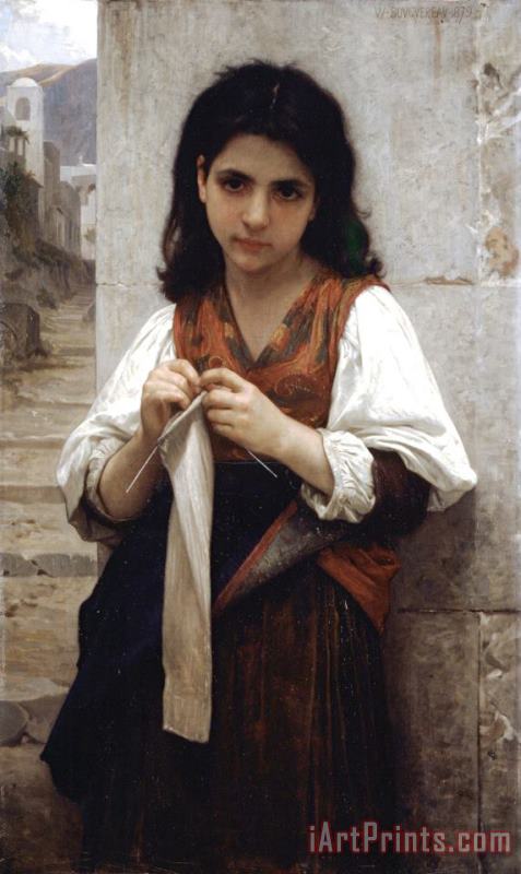 William Adolphe Bouguereau The Little Knitter Art Painting