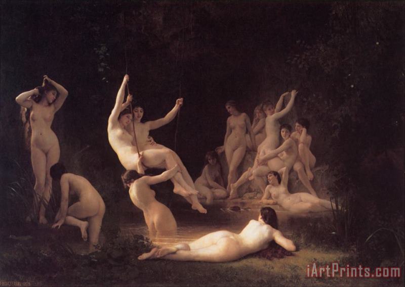 The Nymphaeum painting - William Adolphe Bouguereau The Nymphaeum Art Print
