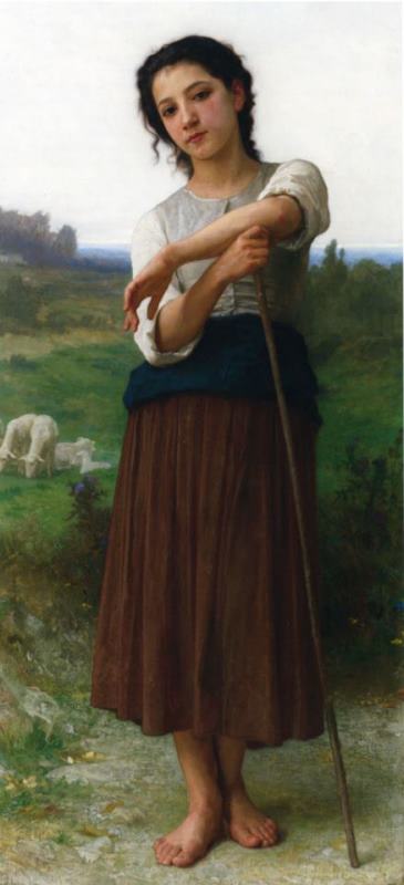 Young Sherpherdess Standing painting - William Adolphe Bouguereau Young Sherpherdess Standing Art Print