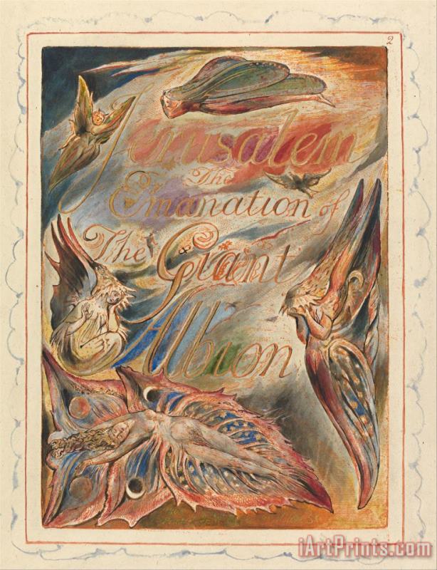 Jerusalem, Plate 2, Title Page painting - William Blake Jerusalem, Plate 2, Title Page Art Print