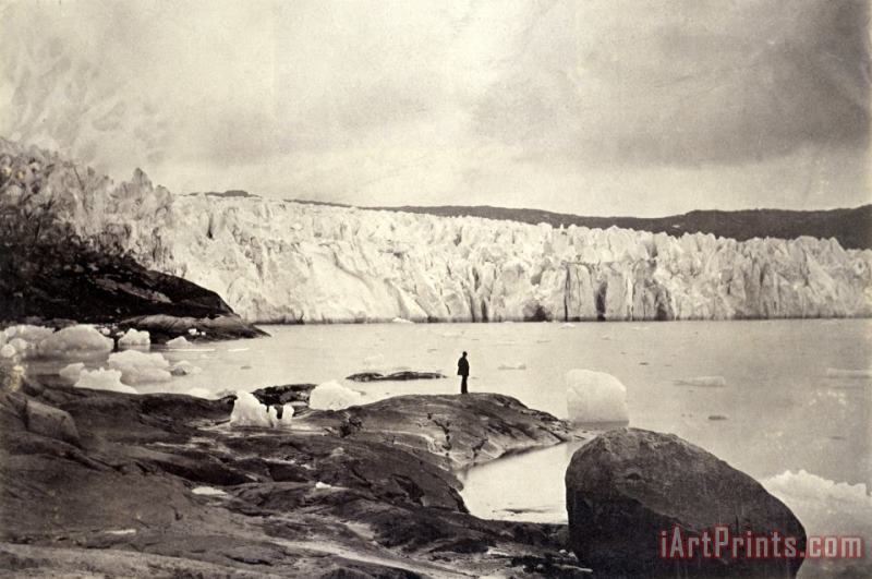 William Bradford Sermistsialk Glaciers with Figure From Arctic Regions Art Painting