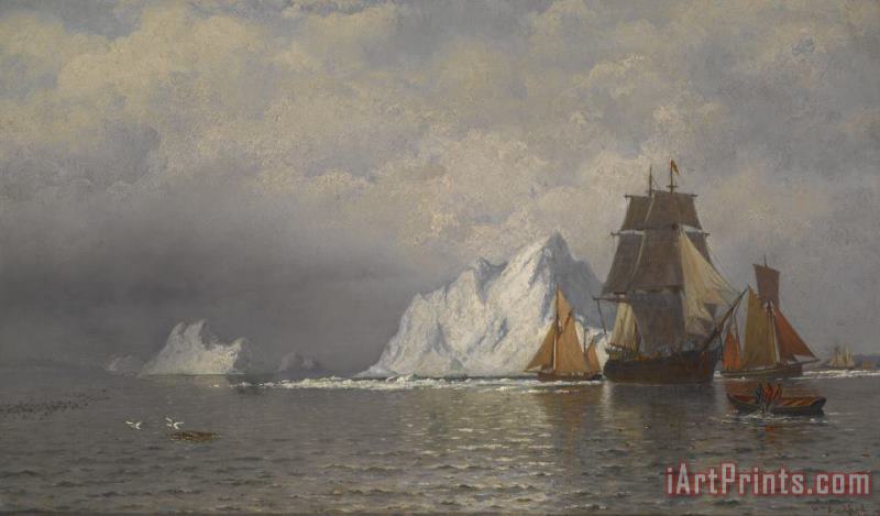 William Bradford Whaler and Fishing Vessels near the Coast of Labrador Art Print
