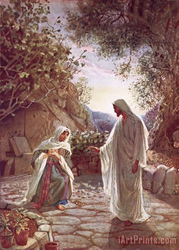 Jesus revealing himself to Mary Magdalene painting - William Brassey Hole Jesus revealing himself to Mary Magdalene Art Print