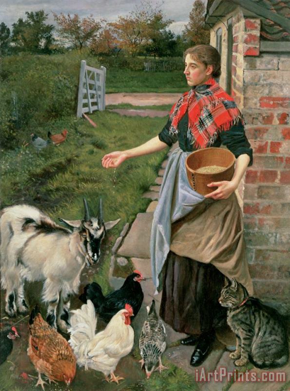William Edward Millner Feeding the Chickens Art Print