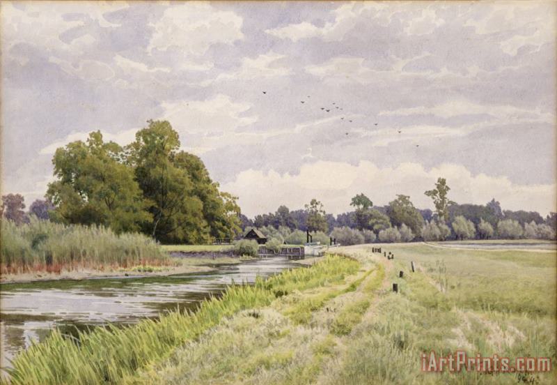 On the River Ouse Hemingford Grey painting - William Fraser Garden On the River Ouse Hemingford Grey Art Print