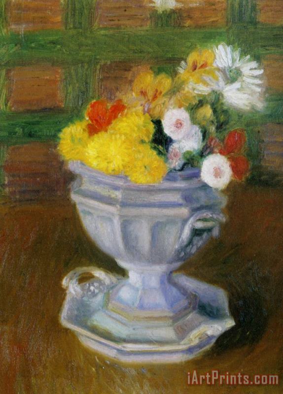William Glackens Flowers in an Ironstone Urn Art Painting