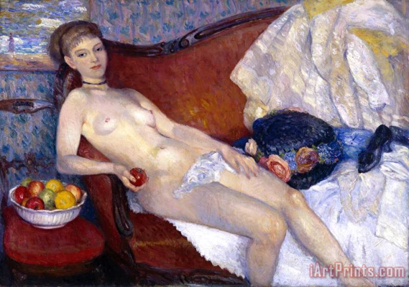 William Glackens Nude with Apple Art Print