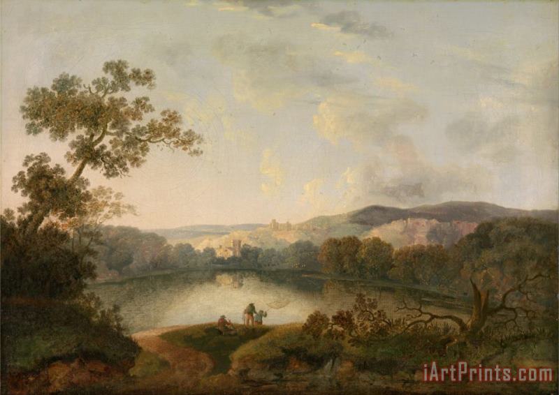 A View of a Lake with Fishermen painting - William Groombridge A View of a Lake with Fishermen Art Print