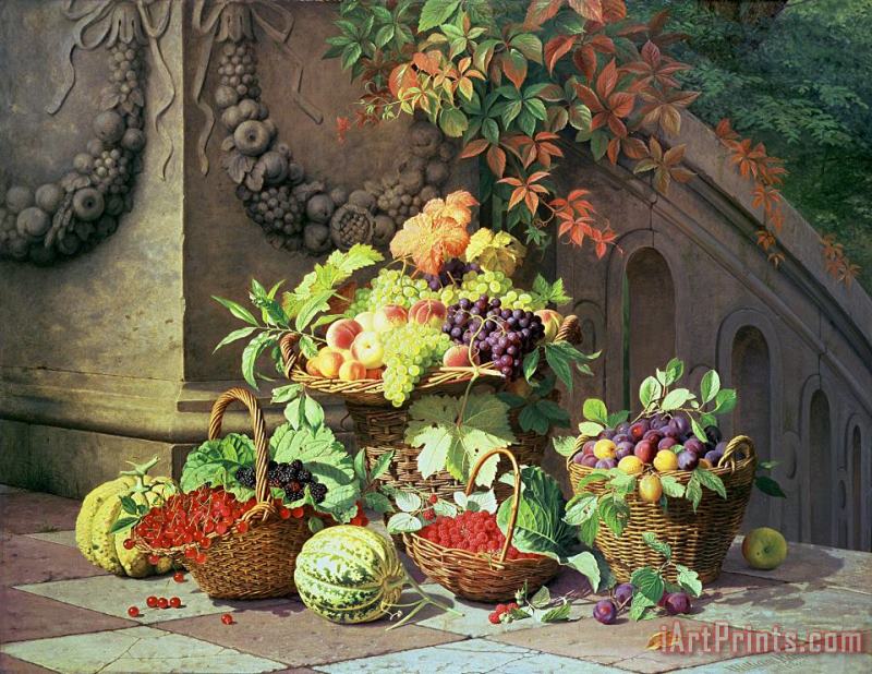Baskets Of Summer Fruits painting - William Hammer Baskets Of Summer Fruits Art Print