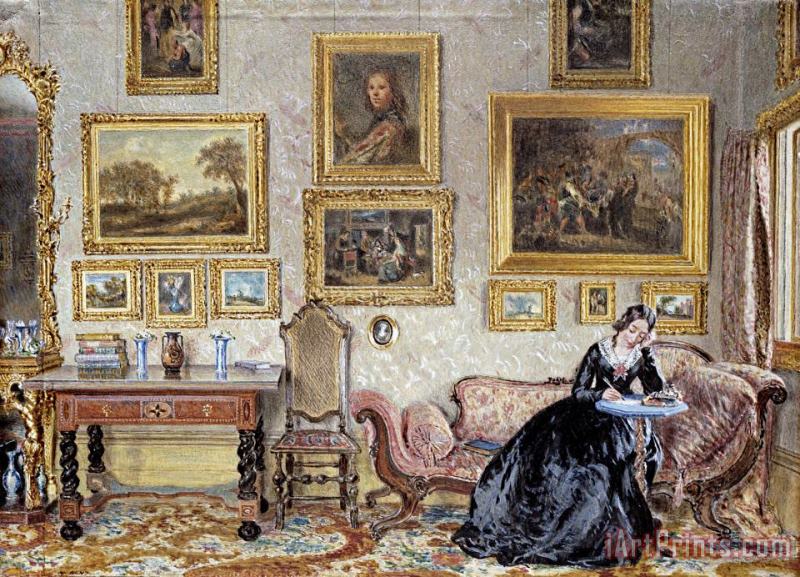 Interior of a Drawing Room painting - William Henry Hunt Interior of a Drawing Room Art Print