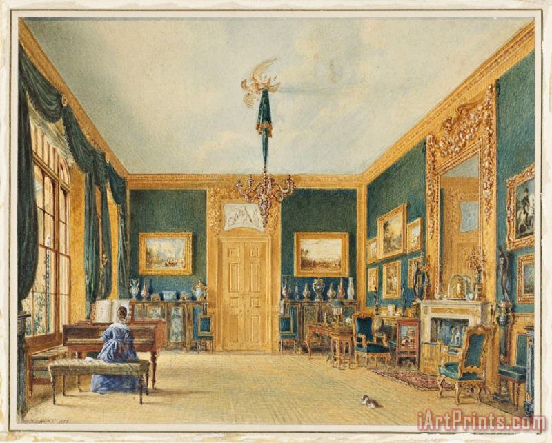 The Green Drawing Room of The Earl of Essex at Cassiobury painting - William Henry Hunt The Green Drawing Room of The Earl of Essex at Cassiobury Art Print