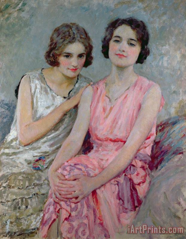 William Henry Margetson Two Young Women Seated Art Print