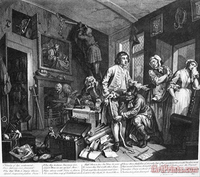 William Hogarth A Rake's Progress, Plate 1, The Young Heir Takes Possession of The Miser's Effects Art Print