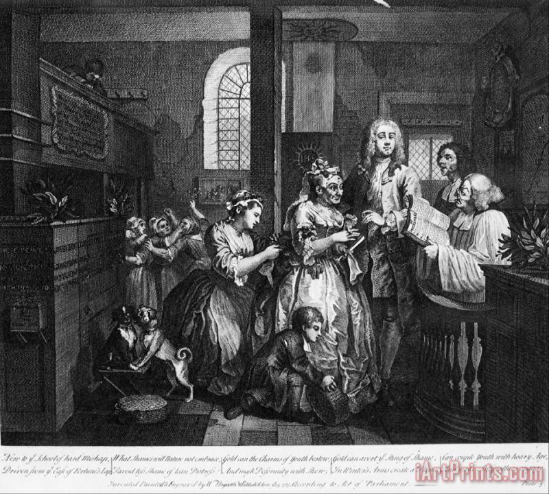 A Rake's Progress, Plate 5, Married to an Old Maid painting - William Hogarth A Rake's Progress, Plate 5, Married to an Old Maid Art Print