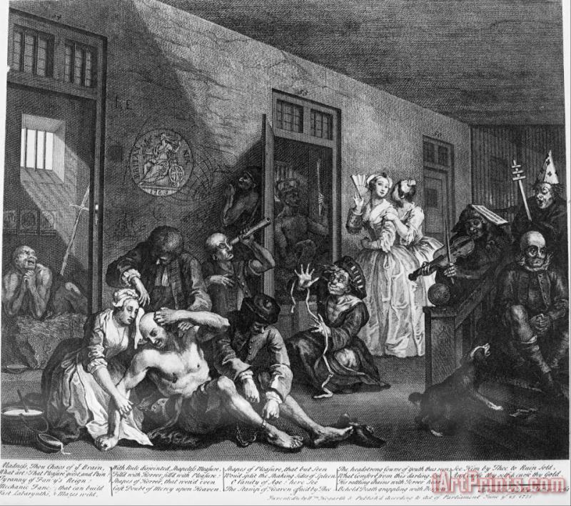 William Hogarth A Rake's Progress, Plate 8, in The Madhouse Art Painting