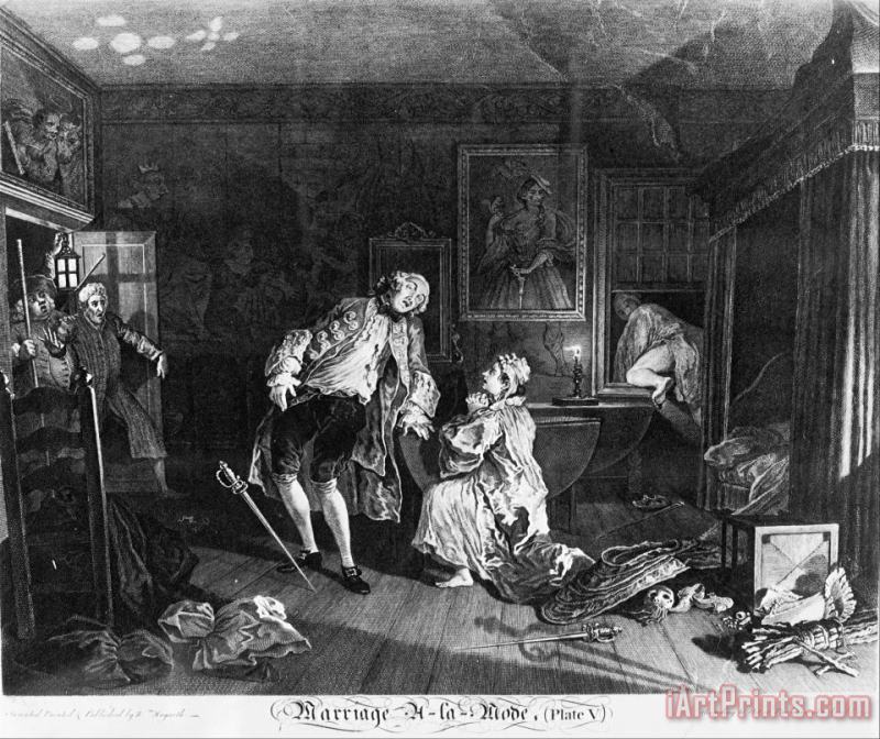 William Hogarth Marriage a La Mode, Plate 5, (the Death of The Earl) Art Print