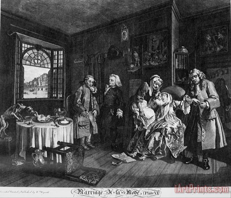 William Hogarth Marriage a La Mode, Plate 6, (the Death of The Countess) Art Painting