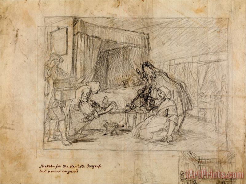 William Hogarth Operation Scene in a Hospital with Subsidiary Sketches in The Margin at The Lower Right Art Painting
