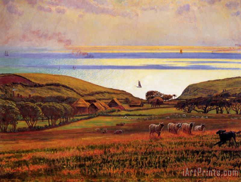 Fairlight Downs, Sunlight on The Sea painting - William Holman Hunt Fairlight Downs, Sunlight on The Sea Art Print