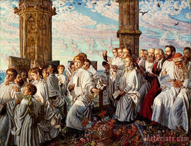 William Holman Hunt May Morning on Magdalen College, Oxford, Ancient Annual Ceremony Art Print