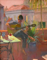 William Ireland Evening Rooftop painting