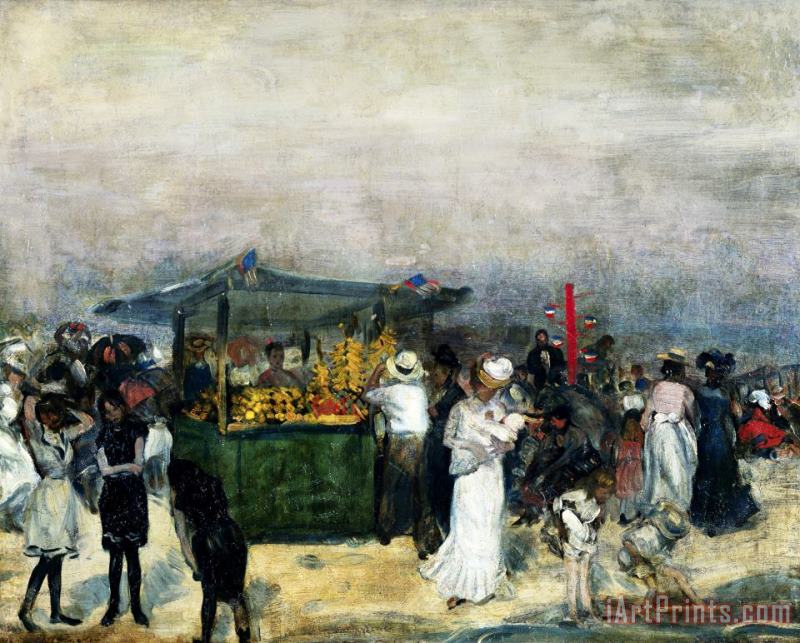 Fruit Stand, Coney Island painting - William James Glackens Fruit Stand, Coney Island Art Print