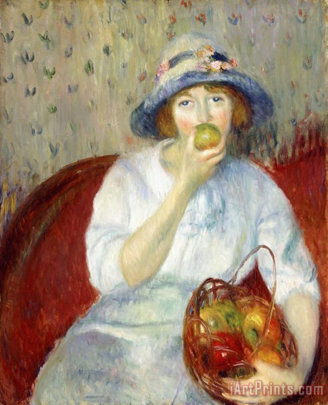 William James Glackens Girl with Green Apple Art Print